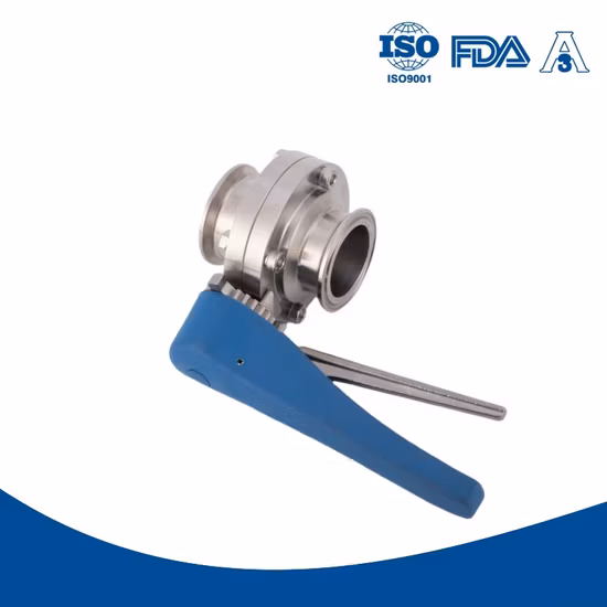 Válvula de mariposa sanitaria de tres tréboles de acero inoxidable