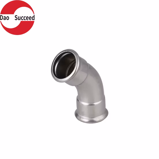 Accesorios de prensa de perfil M de acero inoxidable con codo de 45 grados